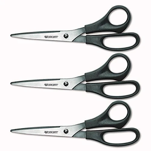 NEW 3 PACK WESTCOTT ALL PURPOSE 8" STRAIGHT STAINLESS STEEL SCISSORS FREE SHIP