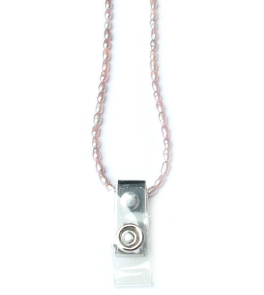 Light purple fresh water pearl id badge necklace lanyard  BDG040003
