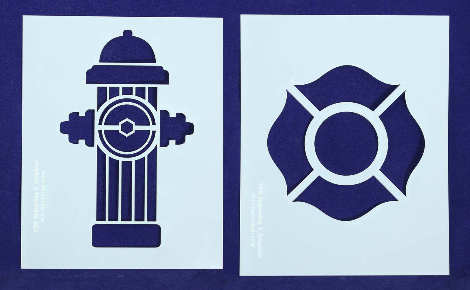 Fire Hydrant/Maltese Cross Stencils-2pc -Mylar 14 Mil   Painting/CraftsTemplate