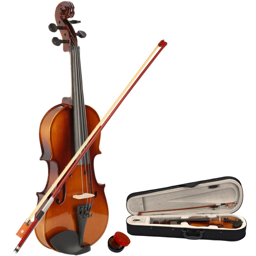 1/2 Practice Right Handed Acoustic Violin Basswood with Black Case Natural Color
