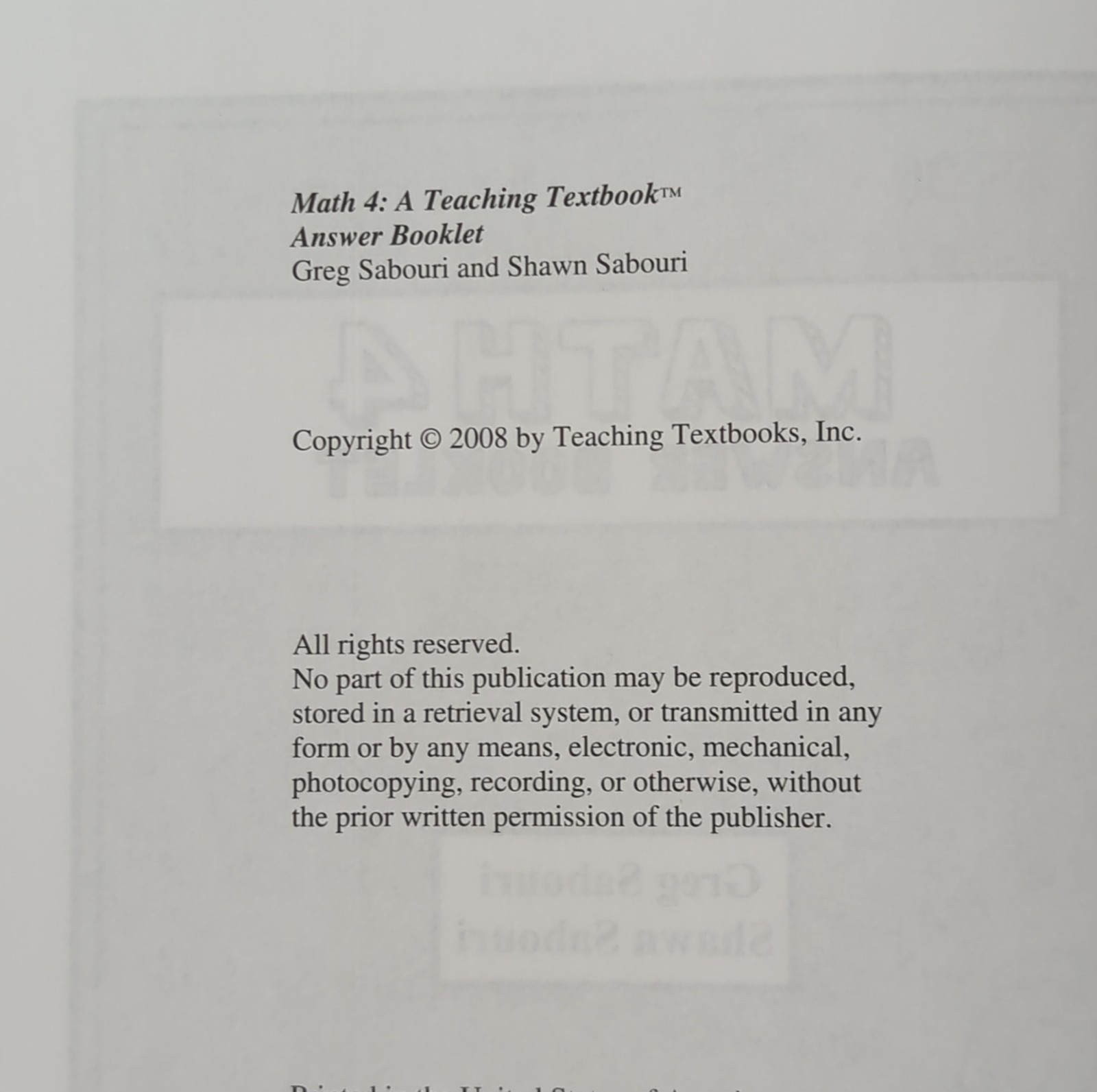 Teaching Textbooks Math 4 Workbook, CD-ROM Set 4 Discs & Answer Booklet - Read!