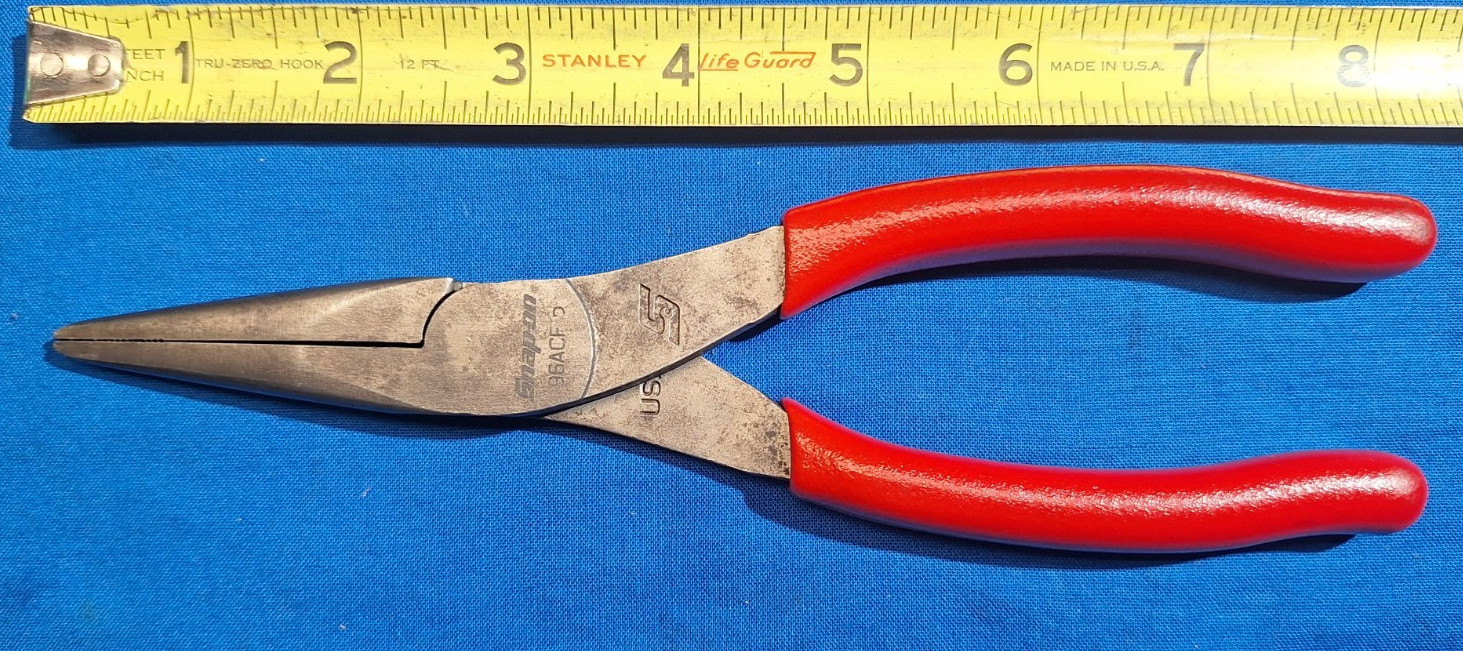Snap-On 96ACF 8" pair of needle nose pliers red handles