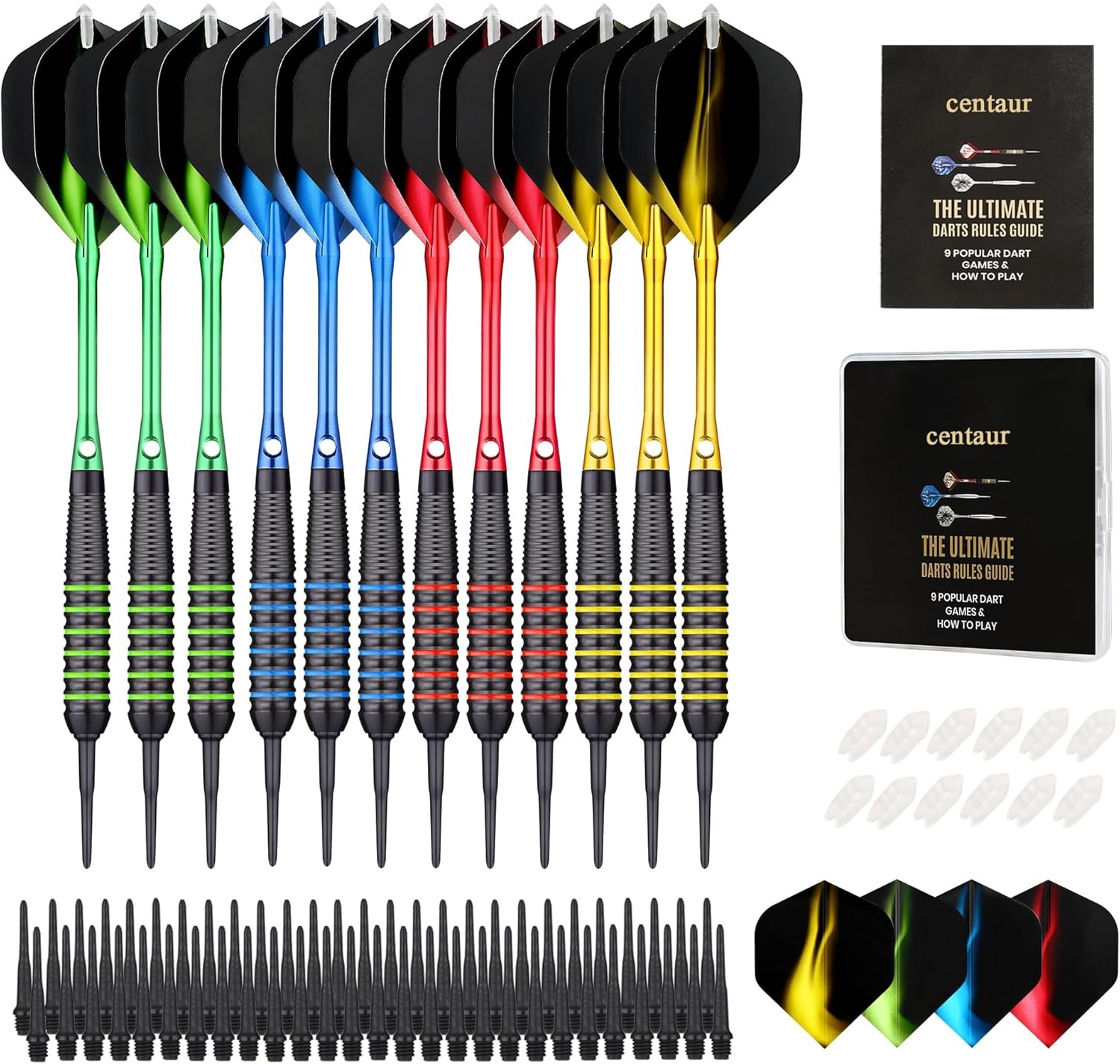 centaur 12 Pack Soft Tip Darts, Professional 18 Gram Plastic Tip Dart Sets with