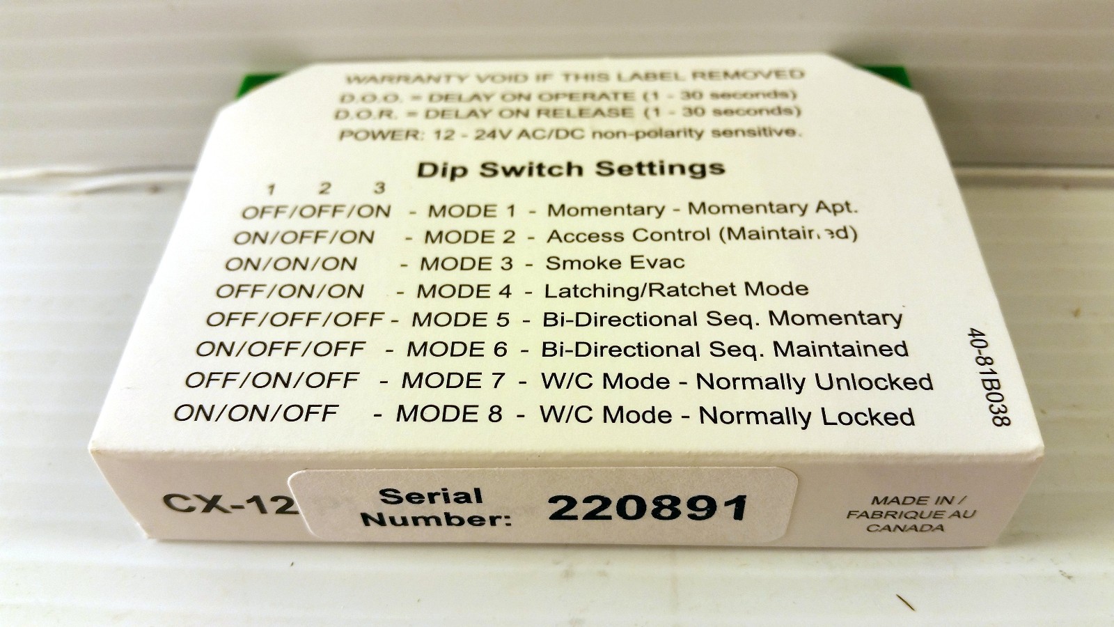 Camden CX-12 PLUS Door Interface Relay
