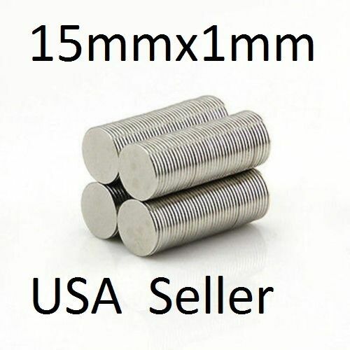 lot 100 500 15mm X 1mm Neodymium Disc Strong Rare Earth N50 Small Fridge Magnets