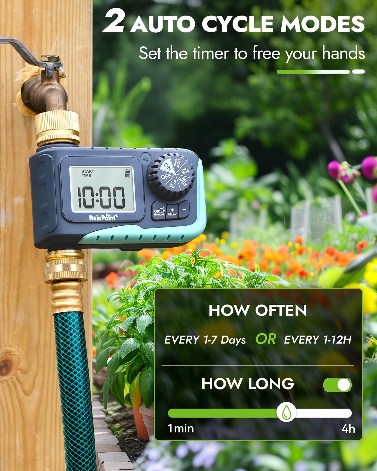 Rainpoint Sprinkler Timer Brass Programmable Hose Timer For Garden Soaker Hose