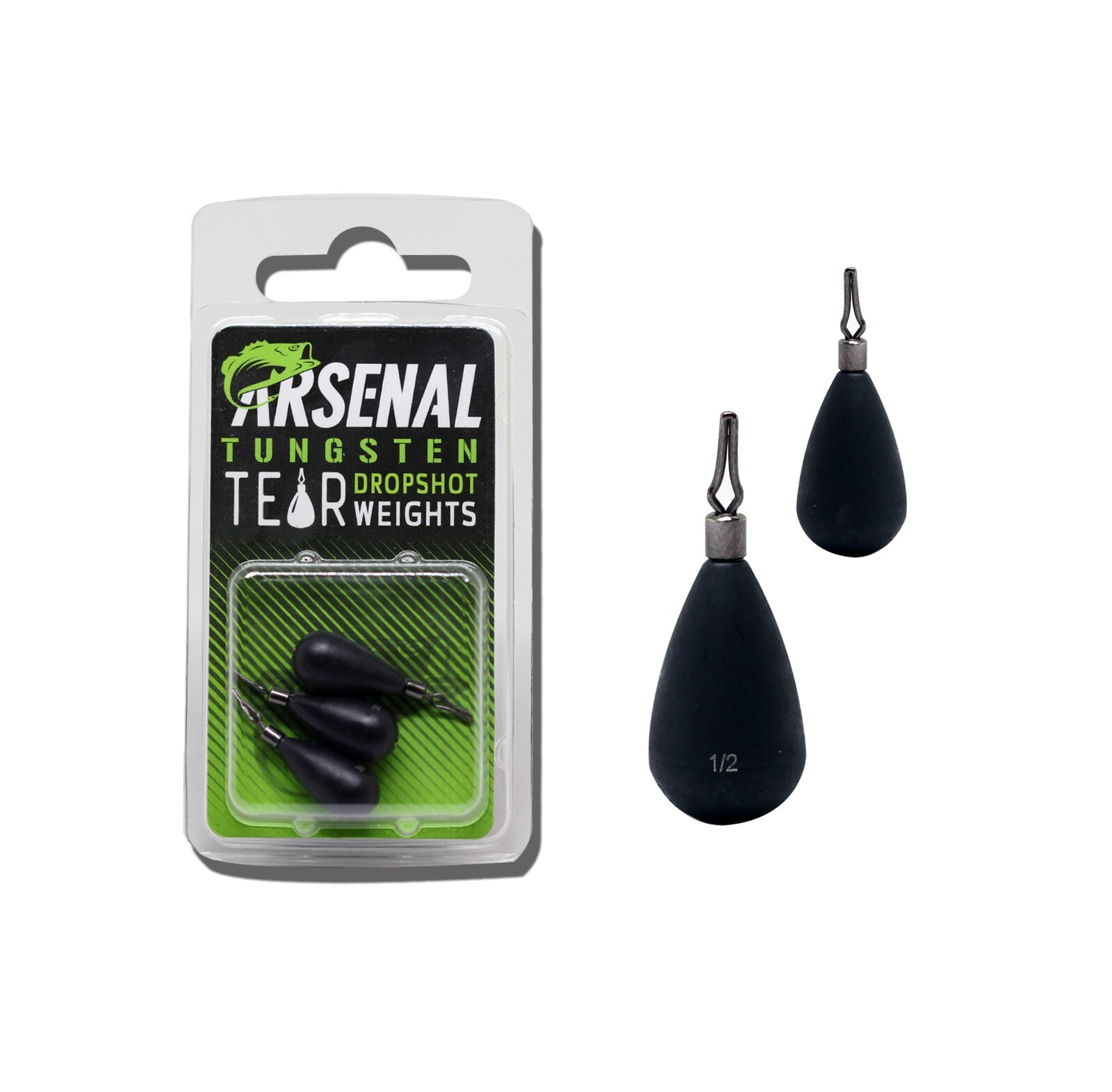 Arsenal Quick ID Tear Drop Shot Weights - Non-Chip Matte Black - 1/2oz 2pk