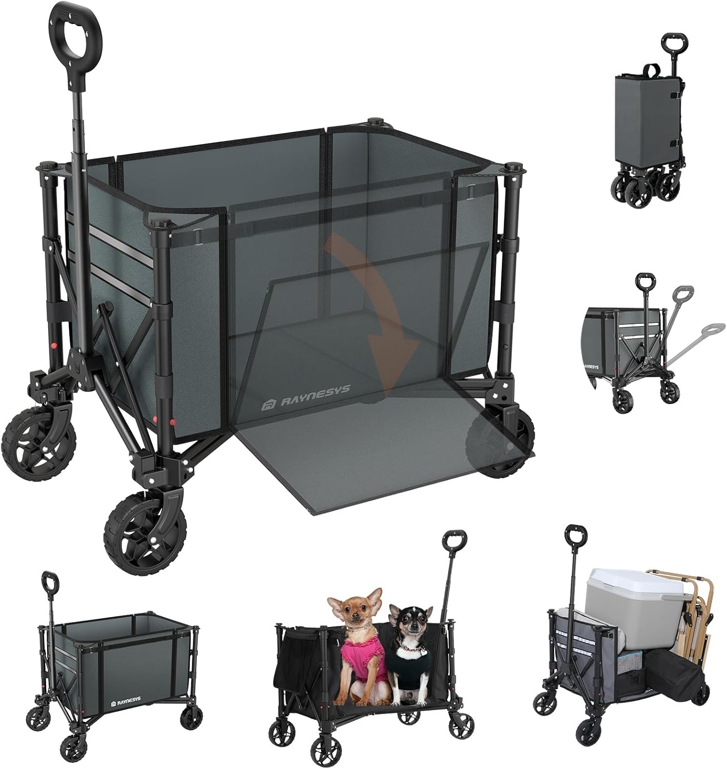 Collapsible Wagon Cart with Wheels Foldable Wagon Shopping Cart for