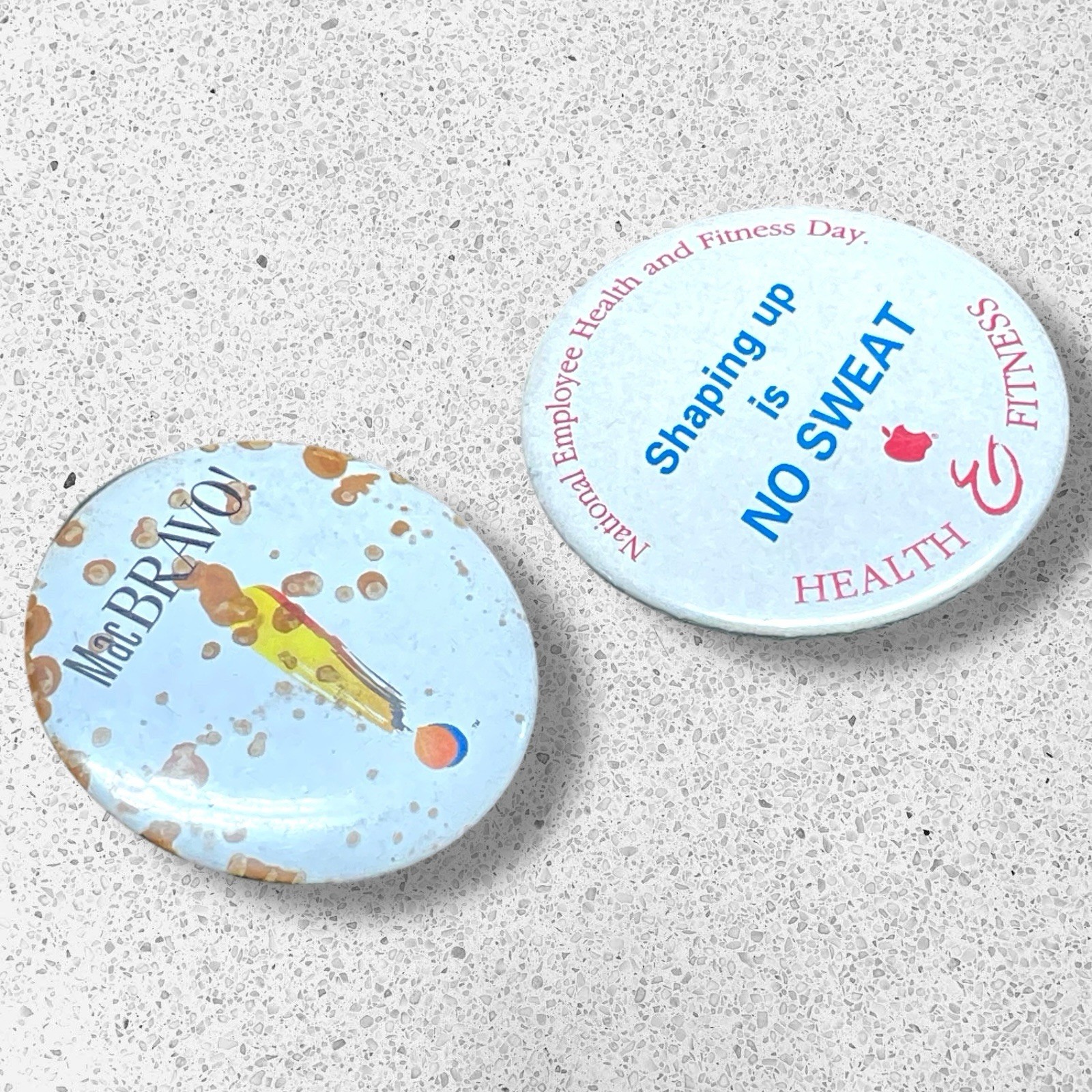Vintage Apple Computer Pin Badge Set Of Two 2” Employee Pins Health & Fitness