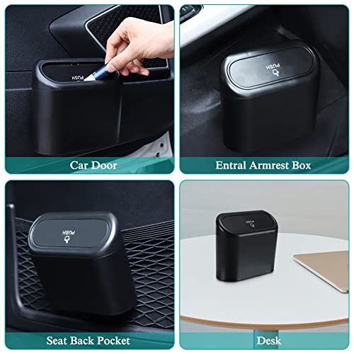 Car Trash Can with Lid, Leakproof Vehicle Garbage Organizer Holder Bin 1 Black