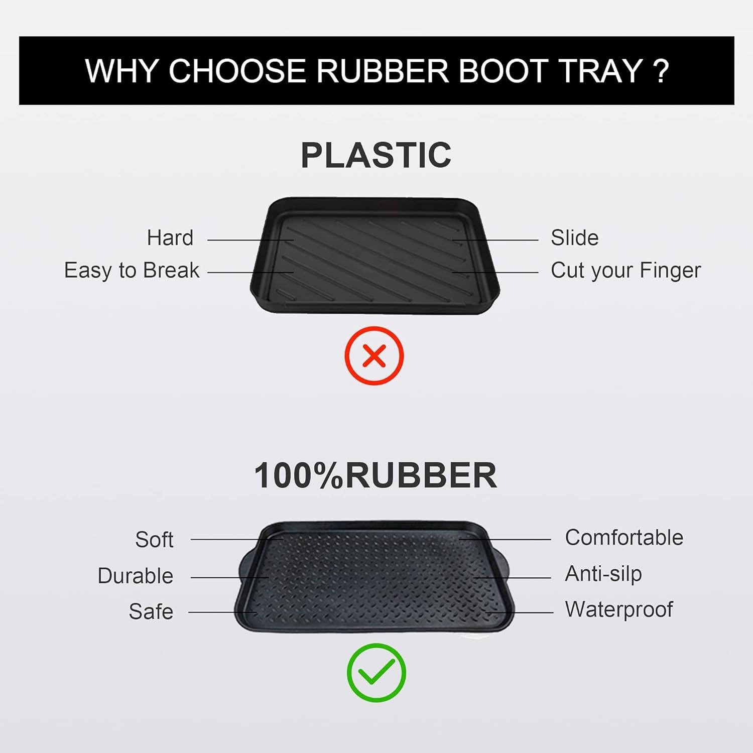 Matace 2 Pack Rubber 29.5" x 15.7" x 1.2" (2Pack ), Black