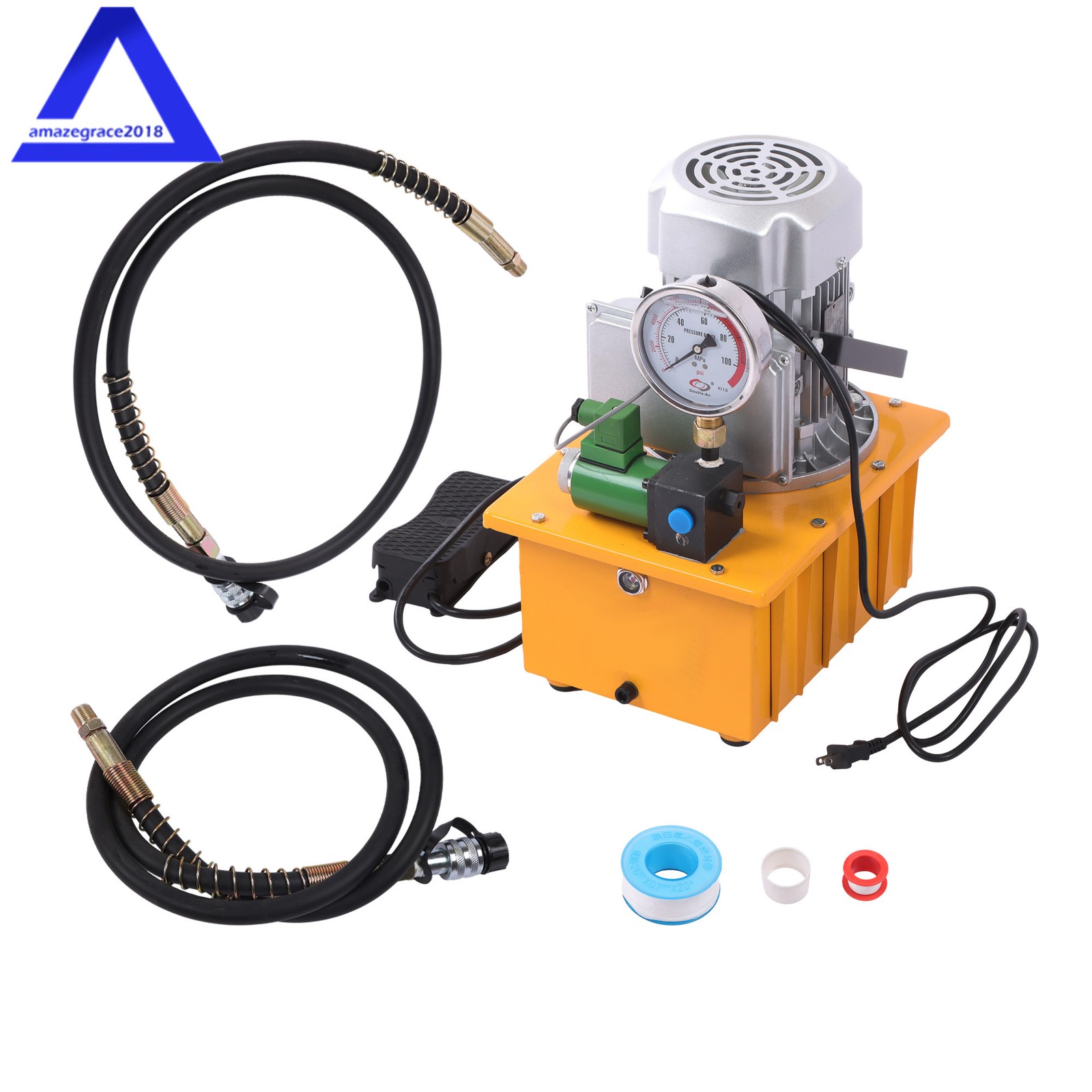 Electric Hydraulic Pump Single Acting Oil Pump 10000 PSI 750W 8L Solenoid Valve
