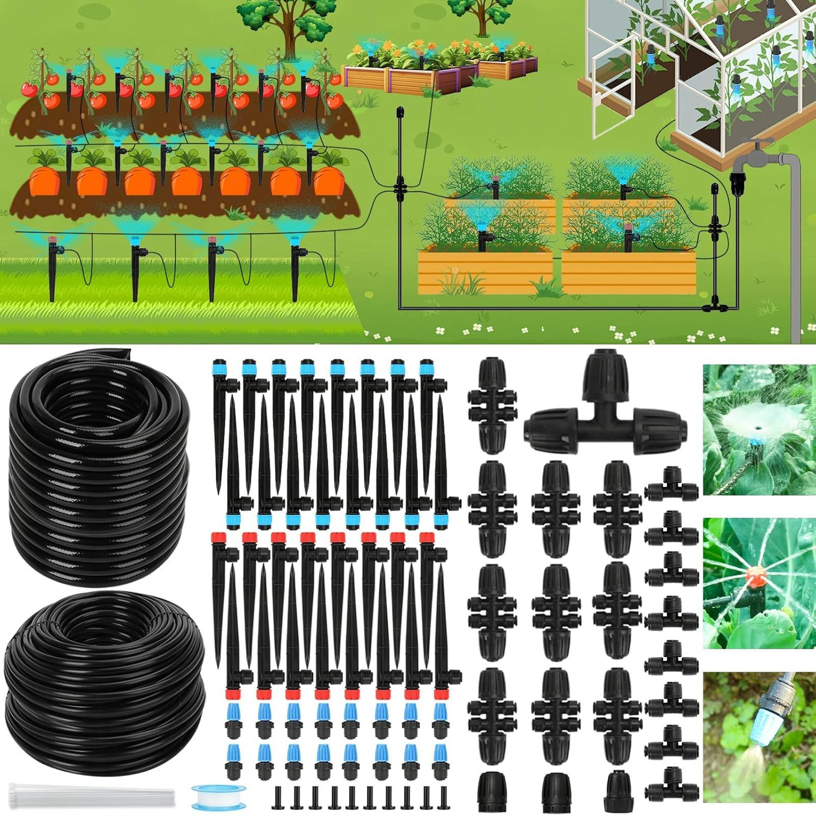250FT Drip Irrigation Kit – 2026 New Quick-Connect Micro Irrigation System with