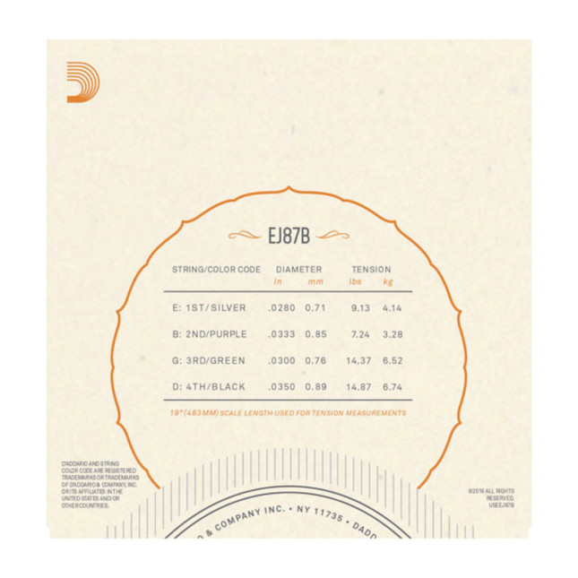 D'Addario Pro Arte Titanium Baritone Ukulele Strings; EJ87B