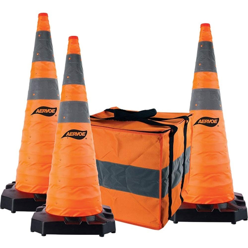 Aervoe 1187-3 36in Heavy Duty Collapsible Safety Cones 3 Pack w/ LEDs