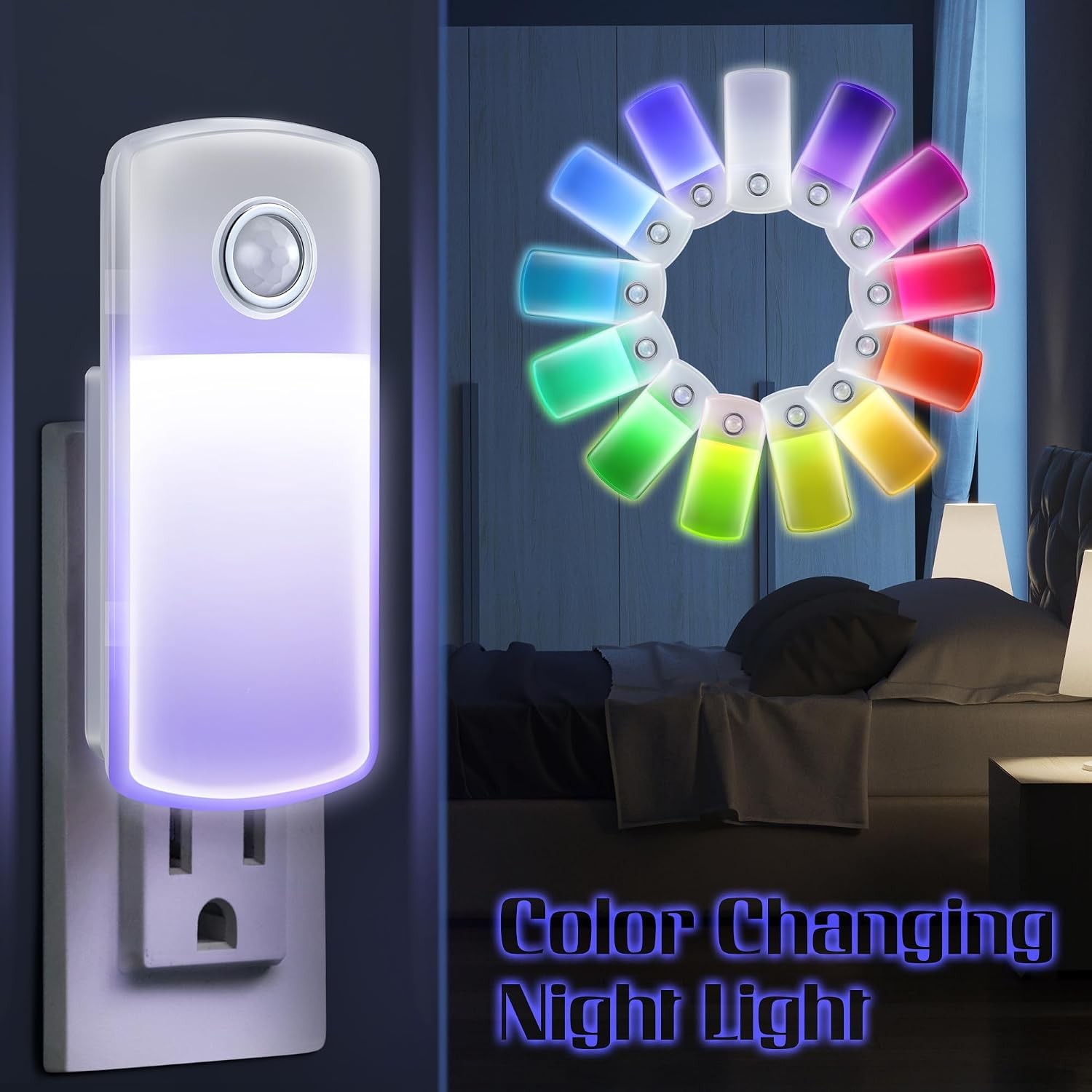 5-in-1 Rechargeable LED Night Lights with Motion Sensor - 3 Pack
