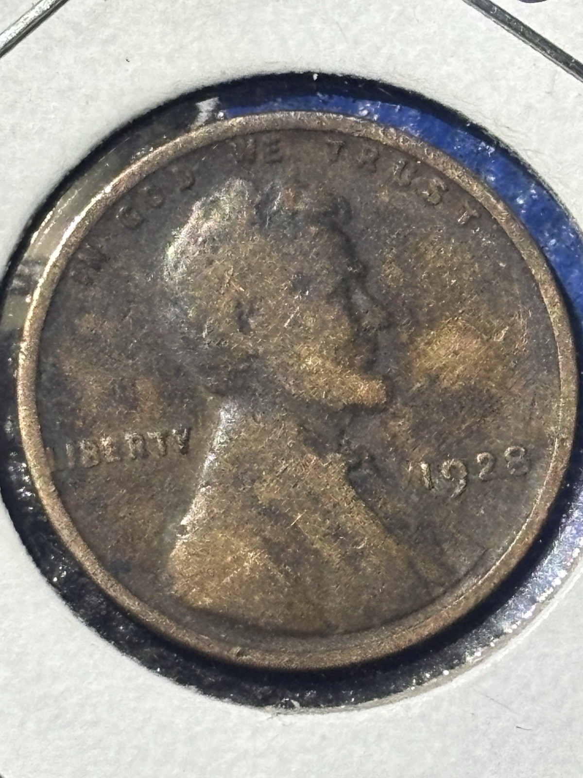 1928 Wheat Penny Error L On Rim Error On Obverse No Mint Mark