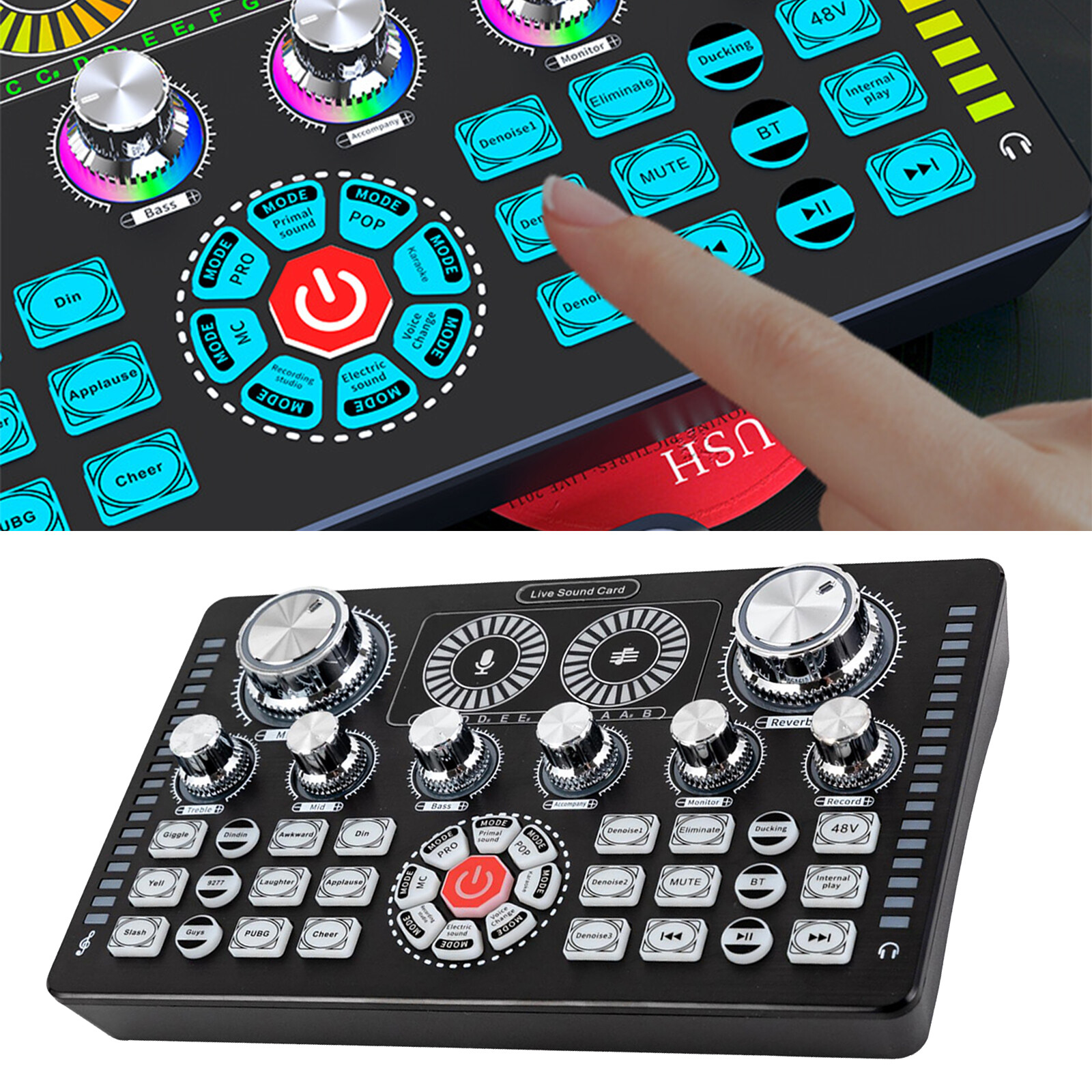 Live Streaming Voice Changer Sound Mixer Bluetooth Audio Sound Card Mixer Board