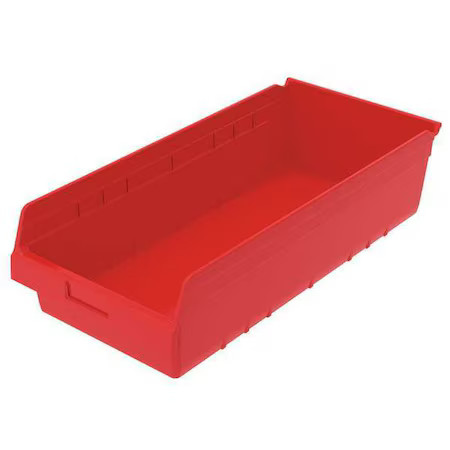 Akro-Mils 30014Red Shelf Storage Bin, Plastic, Red, 6 In H, 11 1/8 In W, 23 5/8