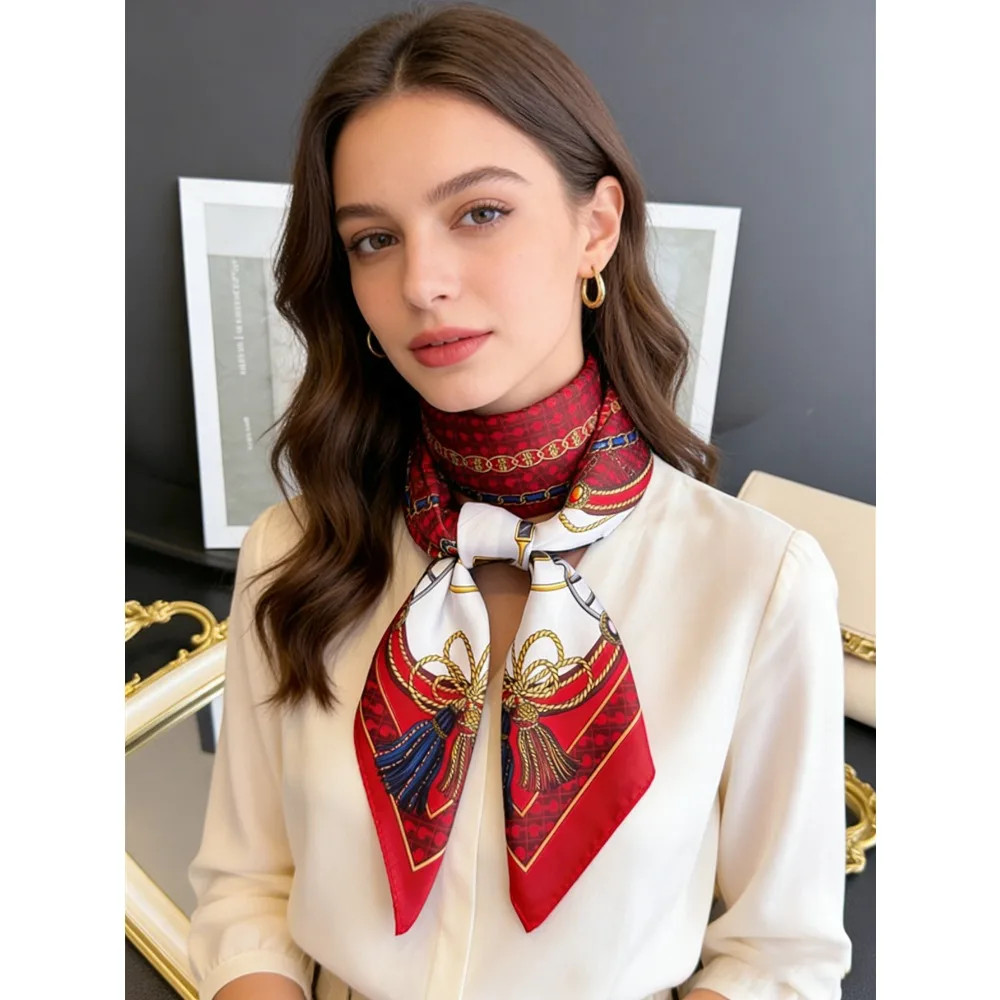 A new retro palace carriage printing soft and warm silk scarf square scarf fashi