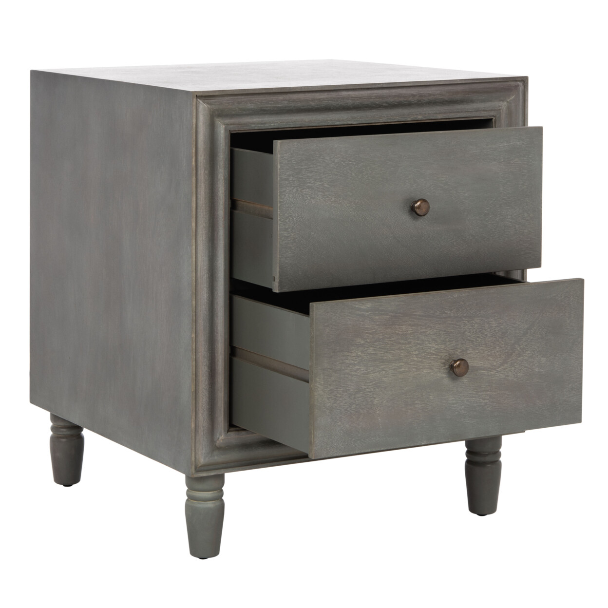 SAFAVIEH Blaise Nightstand With Storage Drawers | Ash Grey |