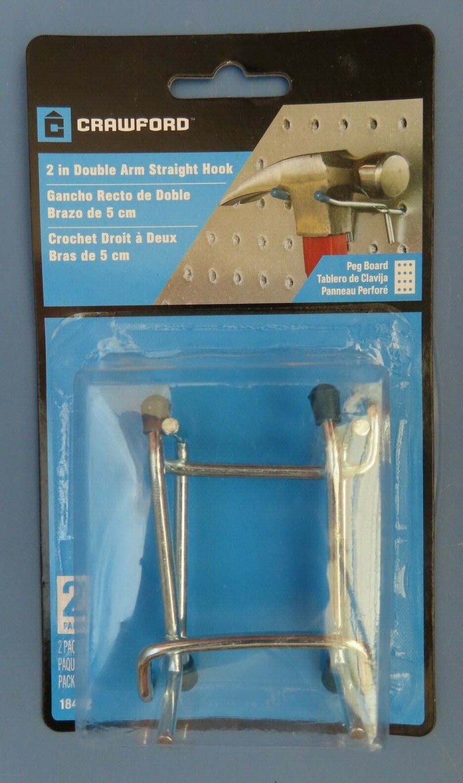 Crawford 2" Double Arm Straight Pegboard Hooks 2 Package of 2.  # 18422  NEW