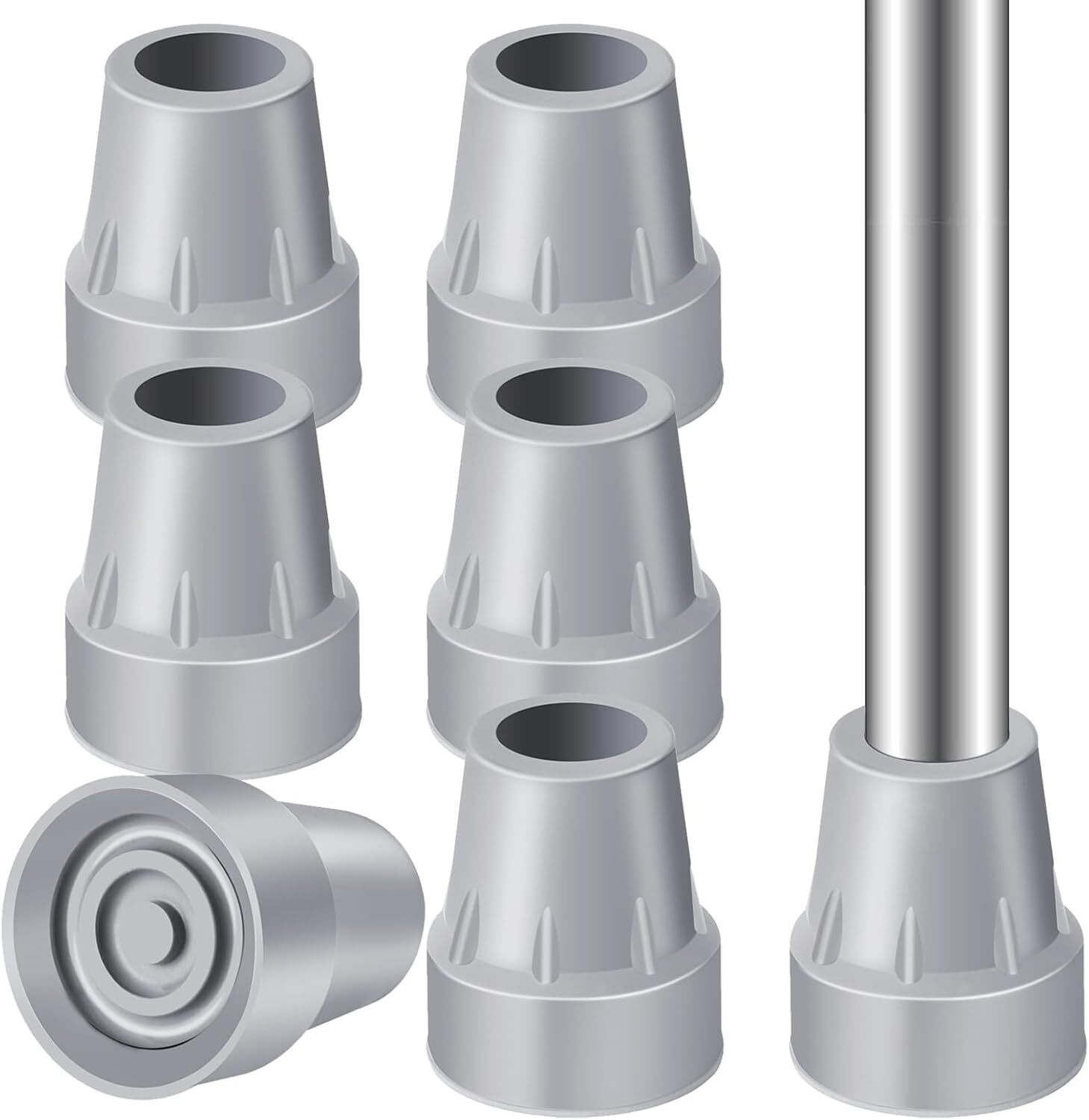 Crutch Tips, 6-Pack 7/8 Inch Crutch Feet Cap Upgrade Heavy Duty Rubber Accessori