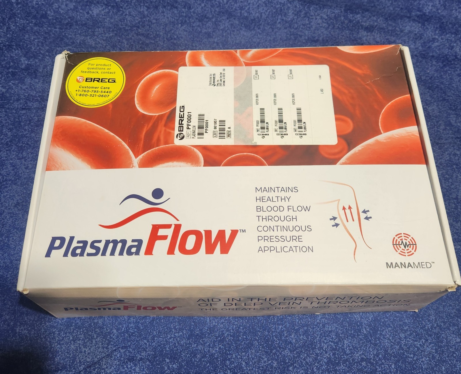 Plasma Flow ManMed PF001 Thrombosis DVT Prevention In Box No Charger (Clean)