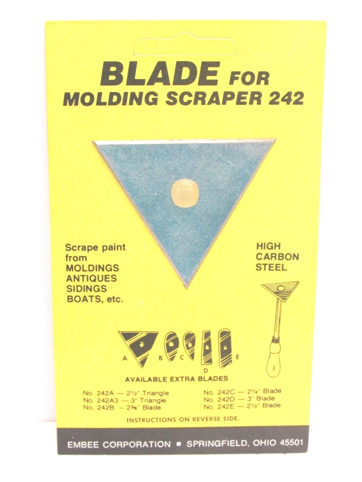 NEW! 2-Pack EMBEE CORP. 242 MOULDING SCRAPER BLADE, 242A - 2-1/2" TRIANGLE