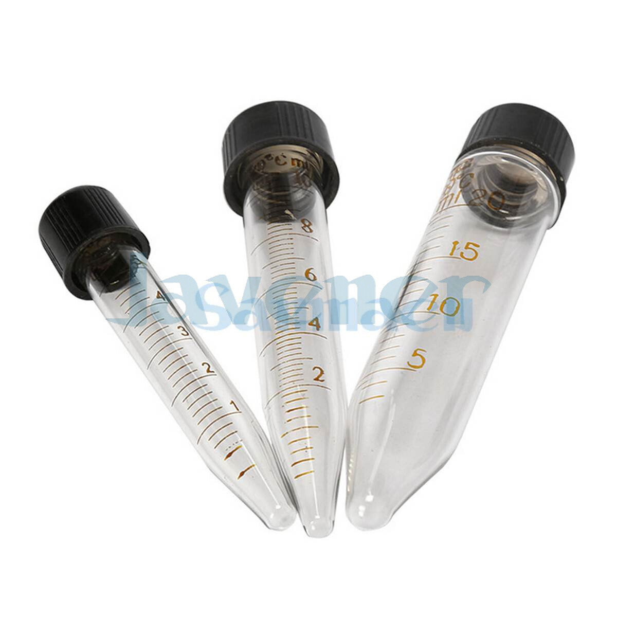 5/10/15/20/25/30/50/100ml Lab Glass Scale Centrifuge Tube V-bottom Screw Cap