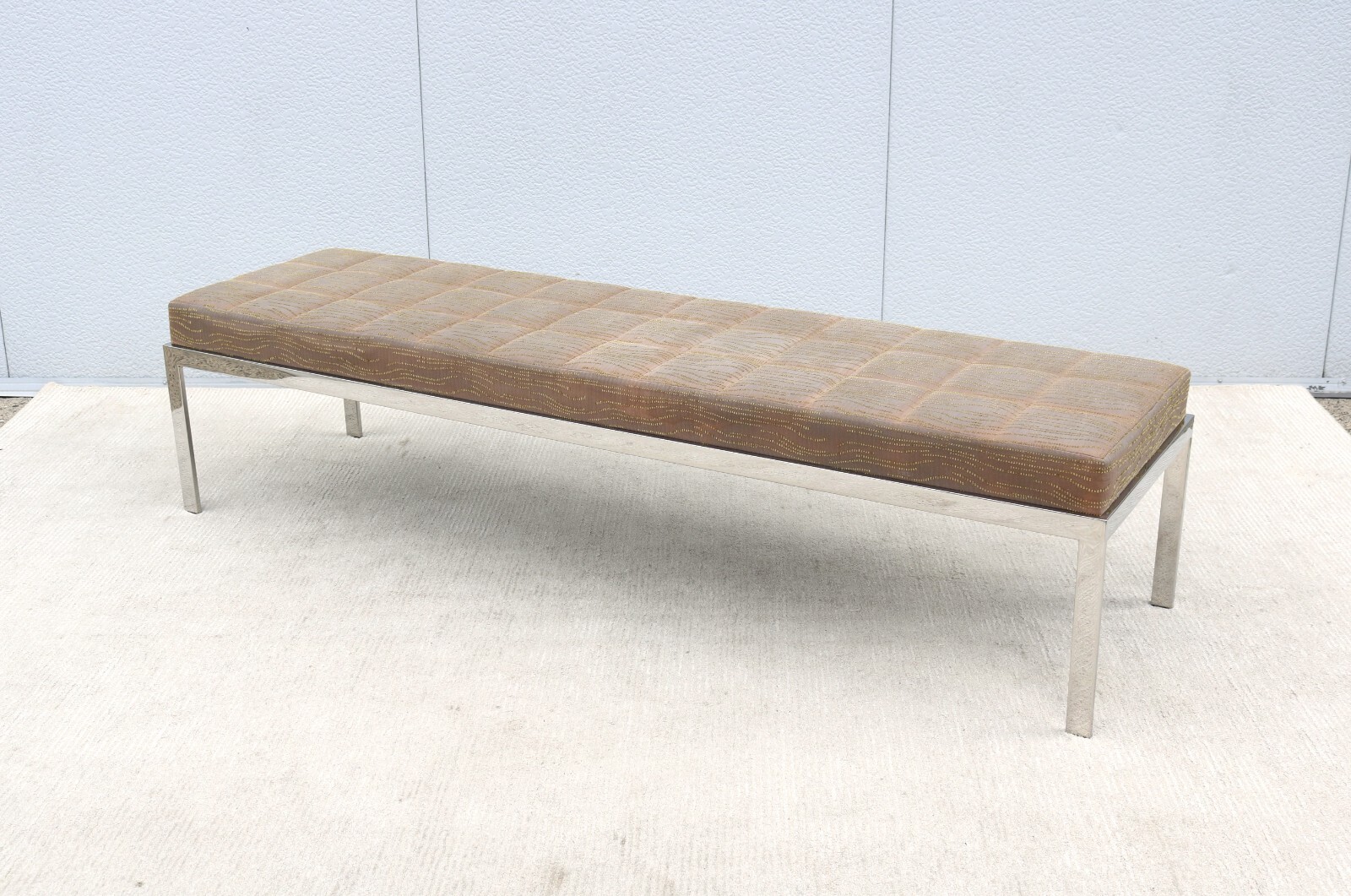 Mid-Century Modern Style Cumberland Large Rectangular Cambridge Metal Bench