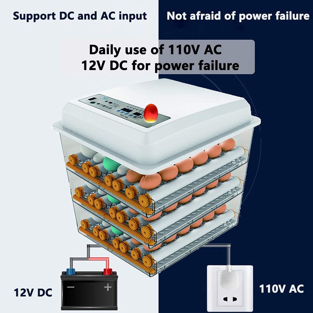 170 Egg Incubator Poultry Hatcher with Fully Automatic Egg Turning and Temper...