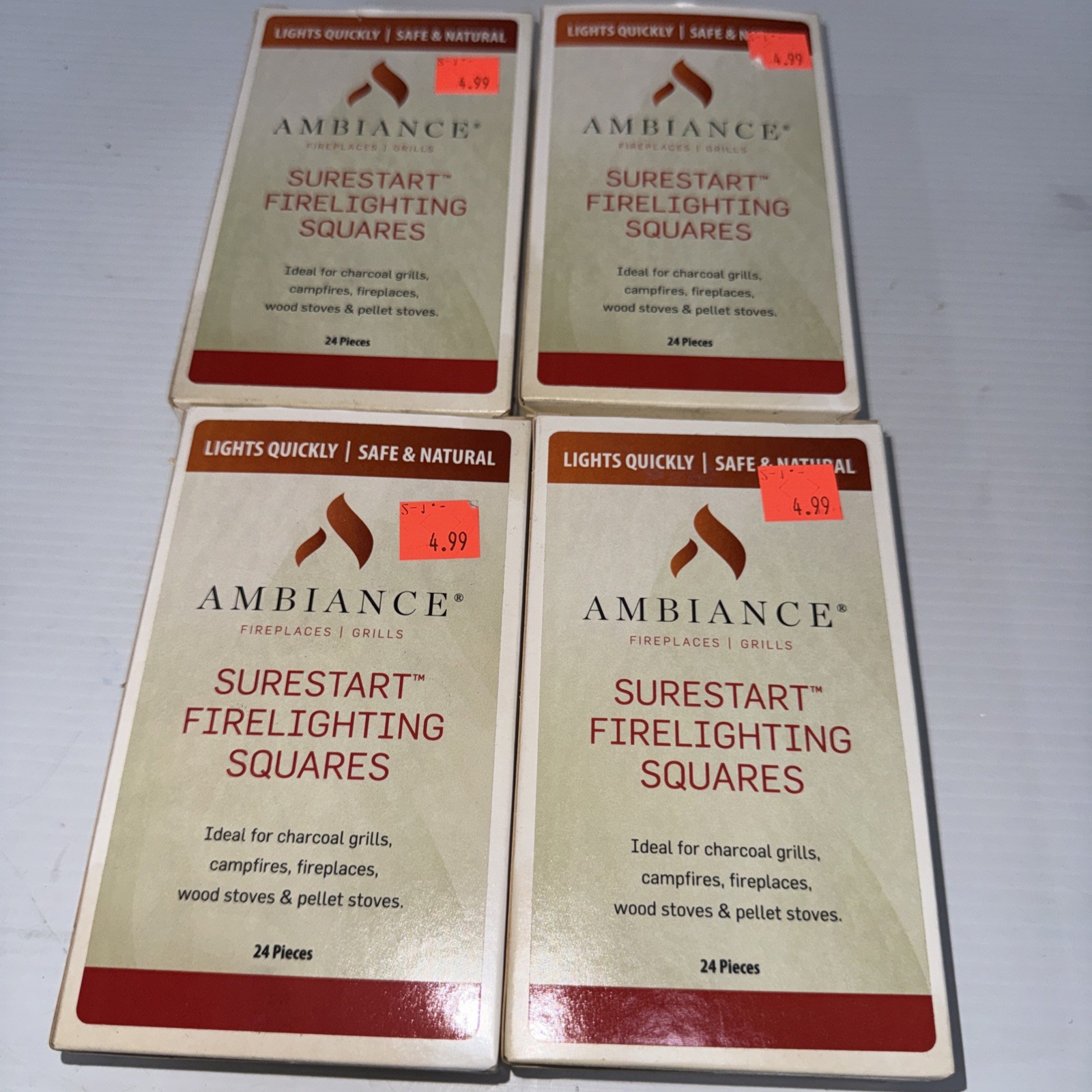 4 MEECO'S RED DEVIL 418 USA SureStart Firelighting 24 Pack Fire Starter Squares