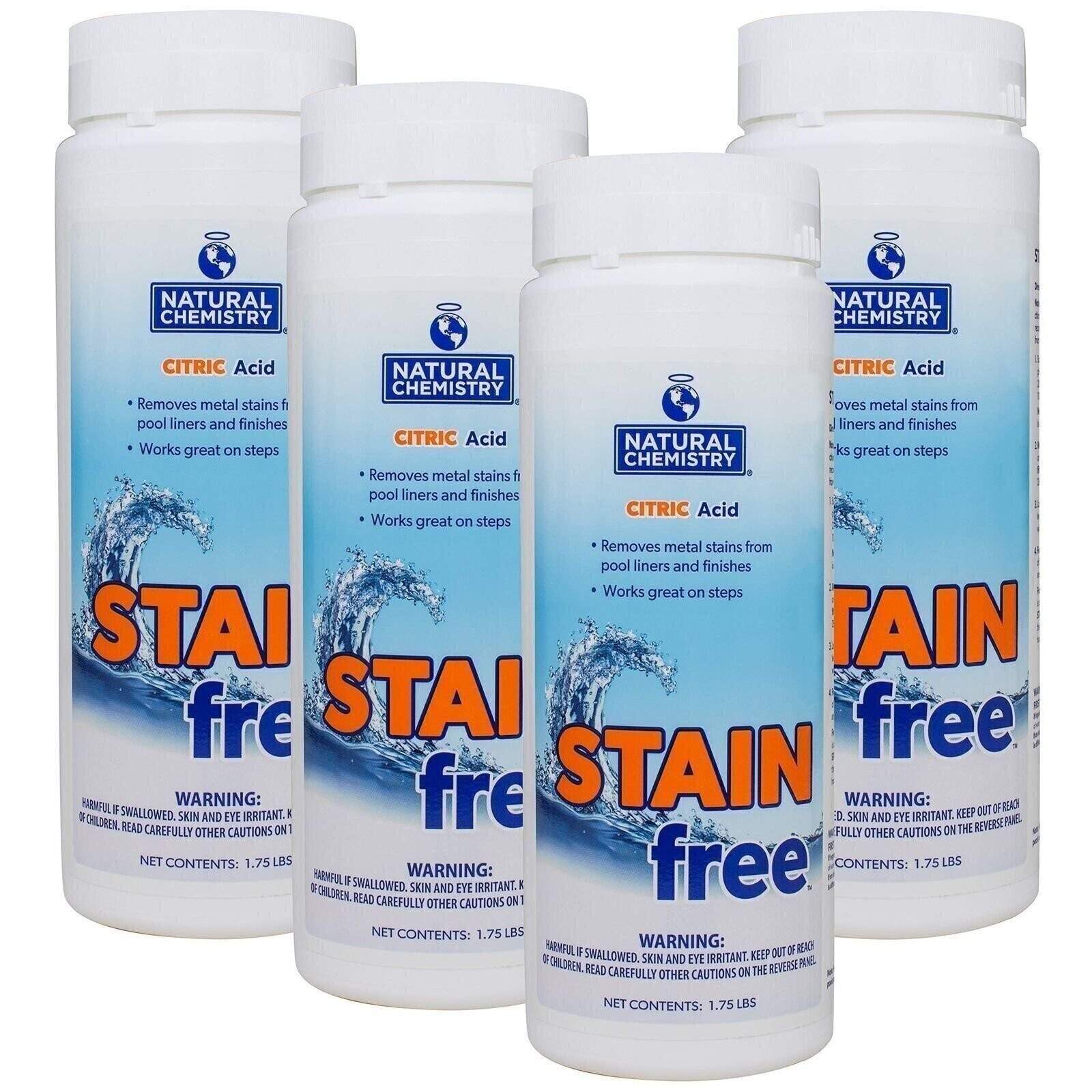 Natural Chemistry Stain Free, 1.75 lb, Pack of 4, 100% Citric Acid,...