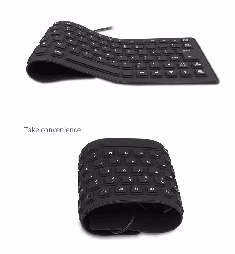 Foldable Silicone Keyboard Waterproof USB Flexible Roll Up Dustproof Full Size