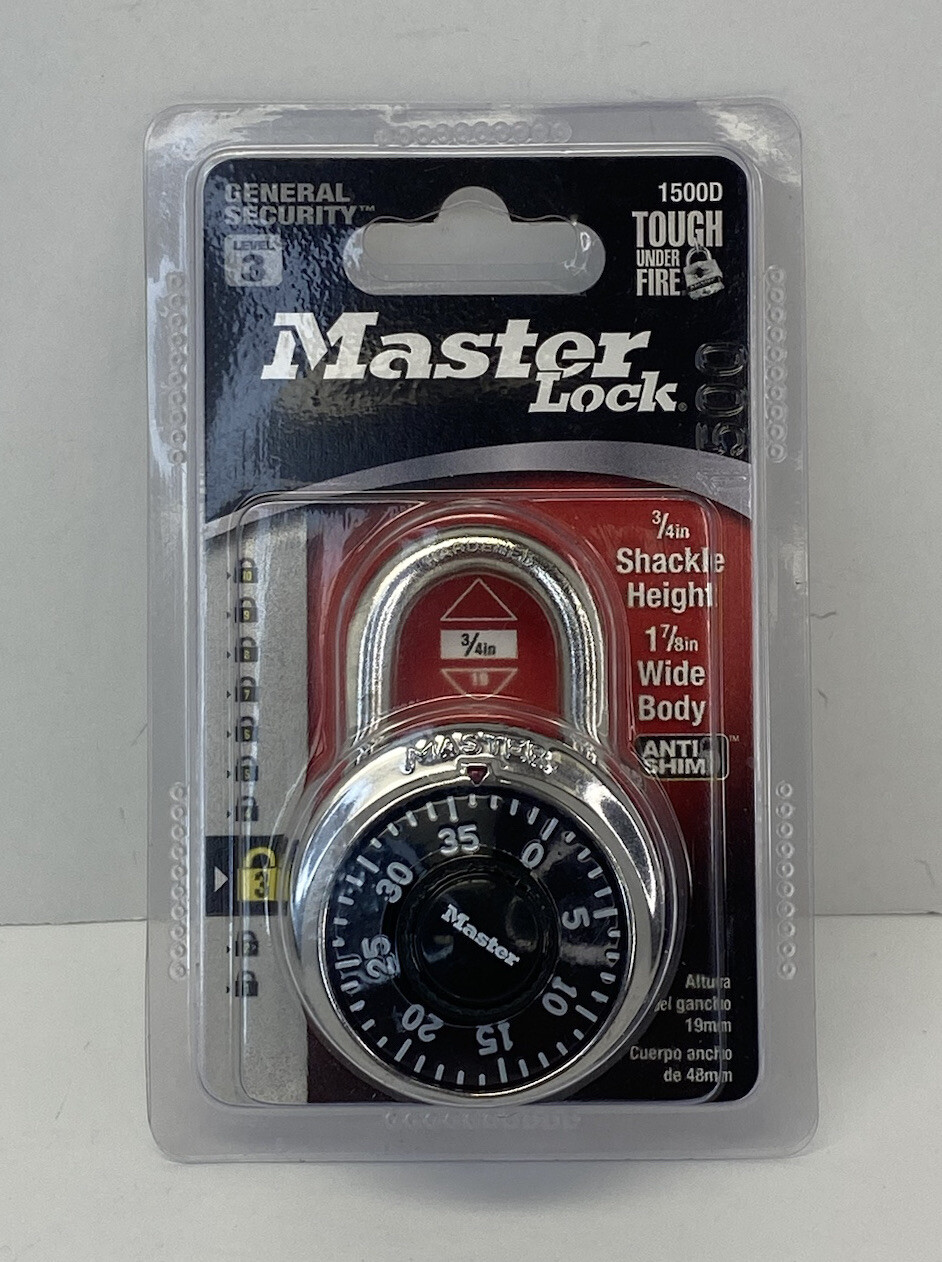 Master Lock Combination Padlock 1500D Level 3 Cut Resistant Anti-Shim Steel NIP