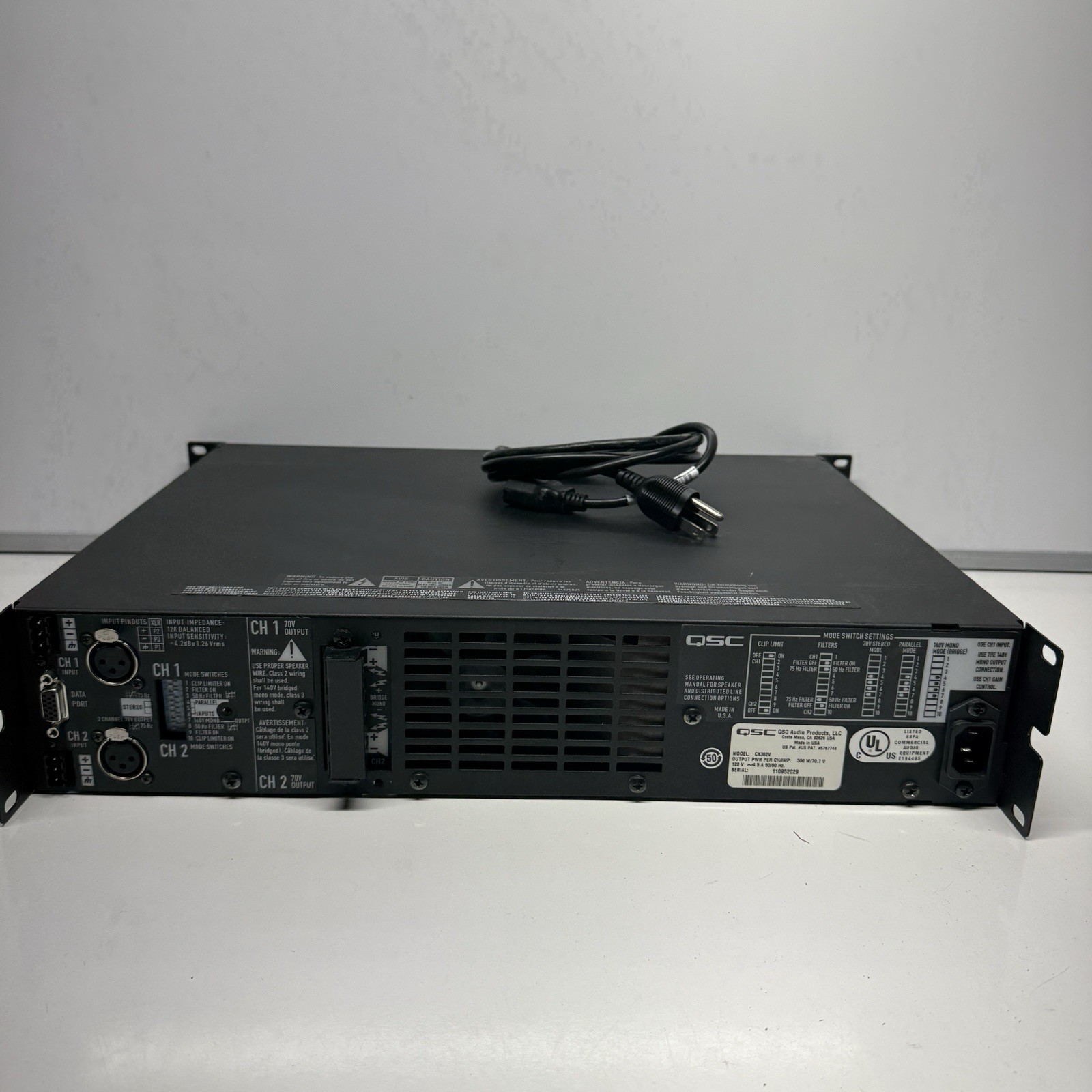 QSC CX302V 2 Channel 70V Power Amplifier