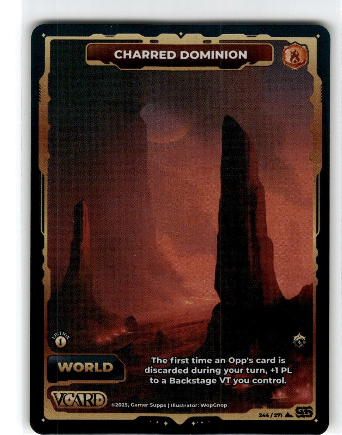 VCard Divine Chaos First Edition   Holo Foil  World  Charred Dominion