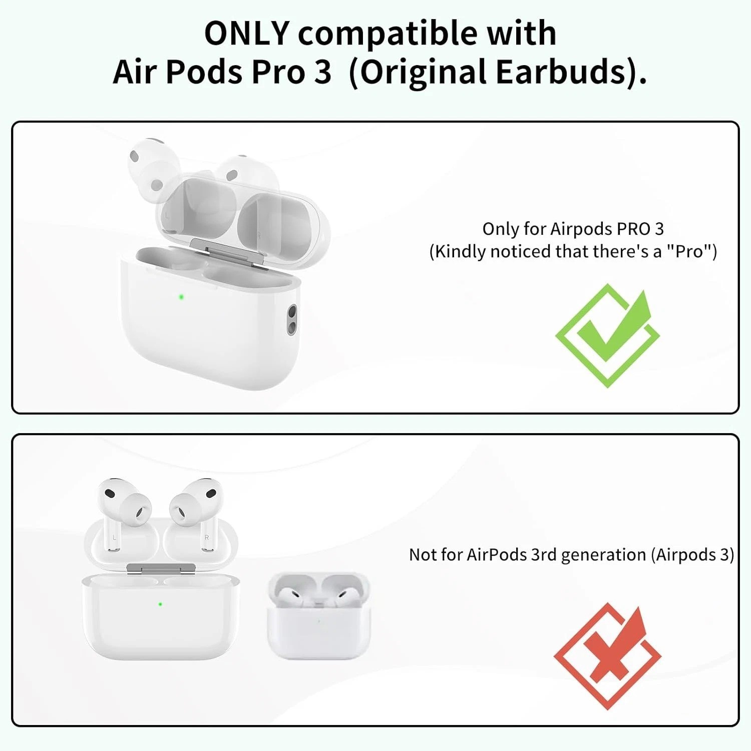 Wireless Charging Case Compatible with Airpods Pro 3: Replacement Charger Case W