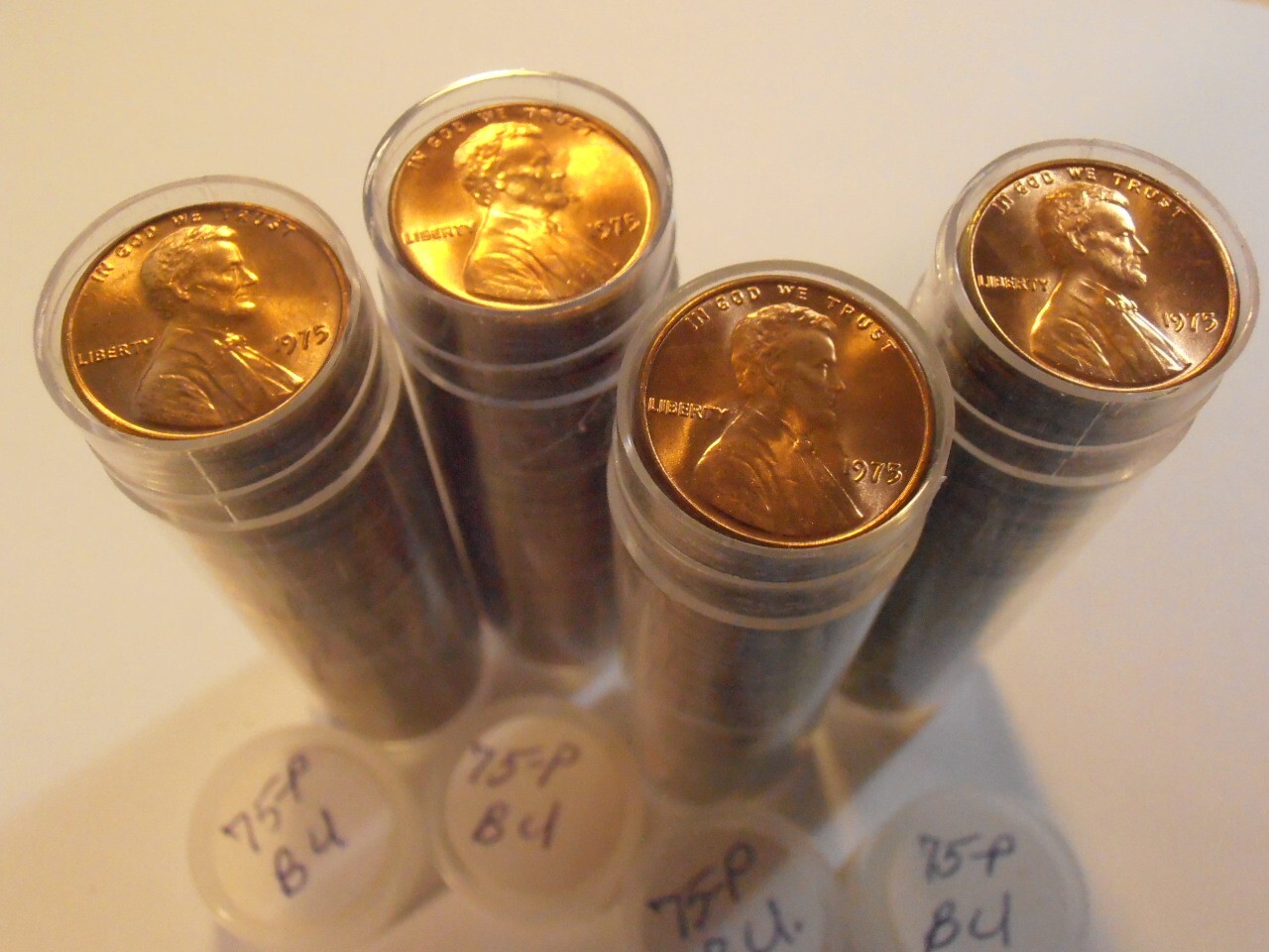 1975 P BU Lincoln Cent Roll, ONE ROLL