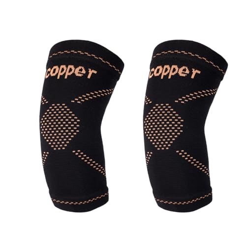 Copper Elbow Compression Sleeve 1 Pair,Elbow Brace for Medium Black-Gold
