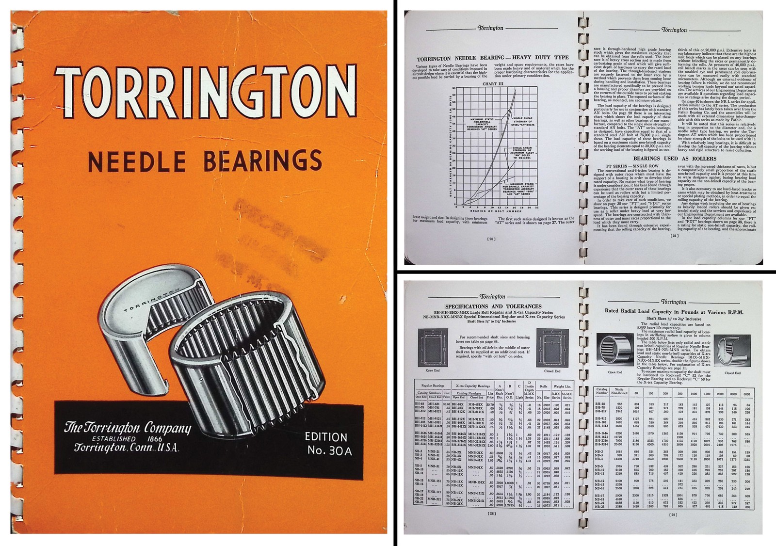 Orig. Torrington Co. Catalogue of Needle Bearings - WW II 1945  - mjdtoolparts