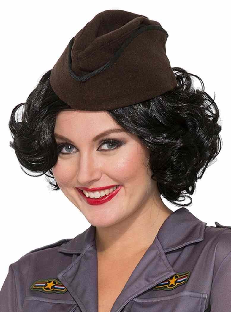 Brown Army Hat 40's Retro Military Fancy Dress Halloween Adult Costume Accessory