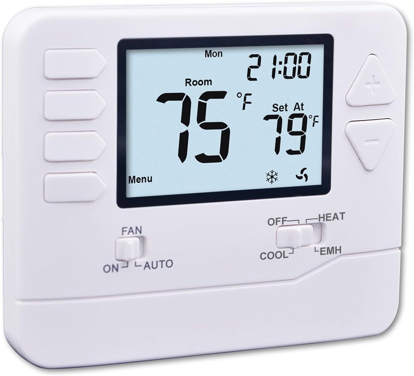 White Non Programmable Heat Pump Thermostat For 2 Heat 1 Cool Systems