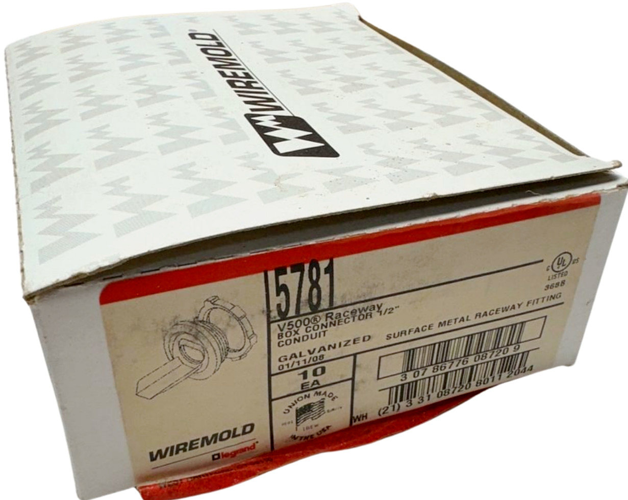 (Box of 10) Wiremold 5781 Galvanized STL Box Connector 1/2" Conduit