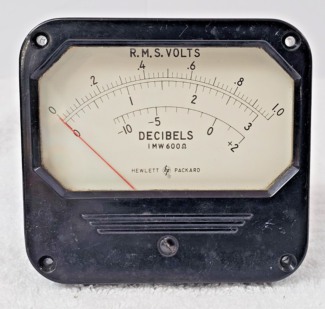Vintage Hewlett-Packard 801-58 RMS Volts Decibel Panel Meter 600Ω 1960