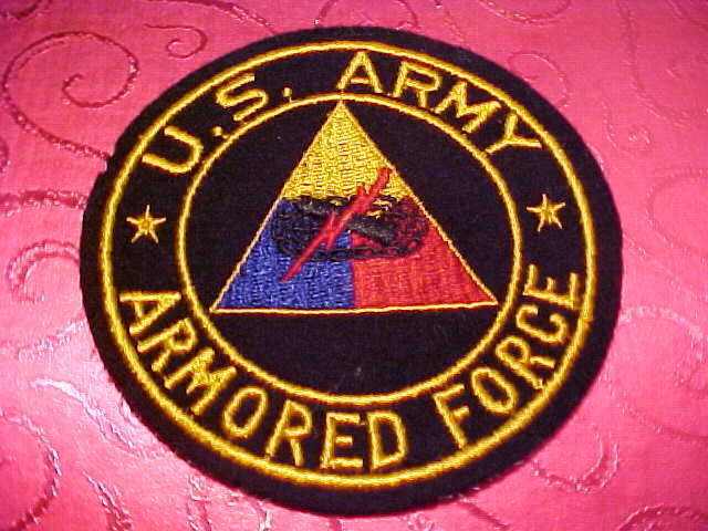 CERTIFIED W.W.2 U.S. ARMY ARMORED FORCES PATCH ORIGINAL UNUSED NO GLOW BLACK