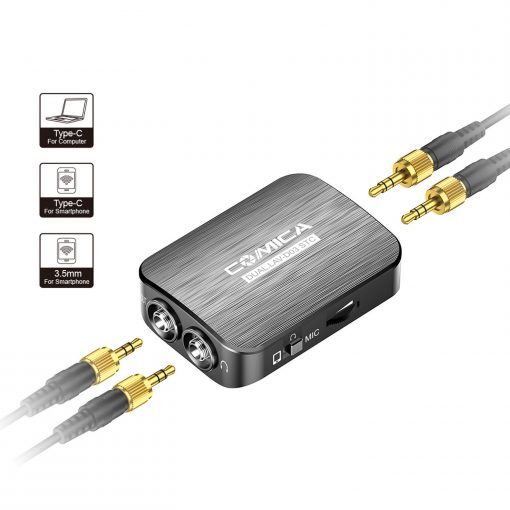 Dual-Head Muti-Functional Lavalier Microphone for Smartphone w/ USB-C and 3.5mm