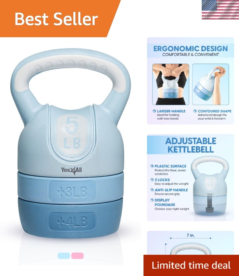 Portable 3-in-1 Adjustable Kettlebell Set in Teal - Perfect for Home Fitness