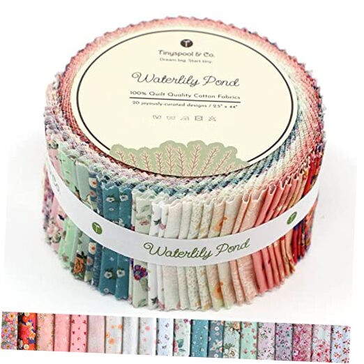 Jelly Roll Fabric Strips for Quilting, Crafting, and Sewing, 40 Waterlily Pond